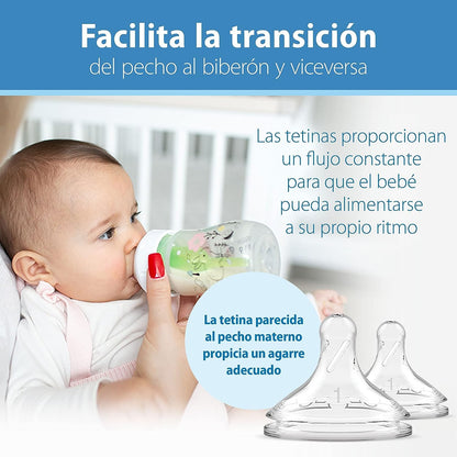 Dr. Brown's Anti-Colic Options + Wide-Neck Baby Bottle Designer Edition Dino Decos, 9oz/270mL, Level 1 Slow Flow Nipple, BPA-Free, 0m+, 2-Pack