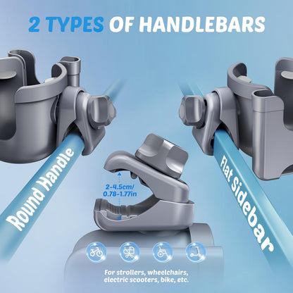 Guiseapue Cup Holder for Walker: Stroller Cup Holder Attachment with Phone Holder, Wheelchair/Stroller Accessories for Rollator, Bike, Scooter, Baby Essentials, First Mother‘s Day Gifts for New Mom