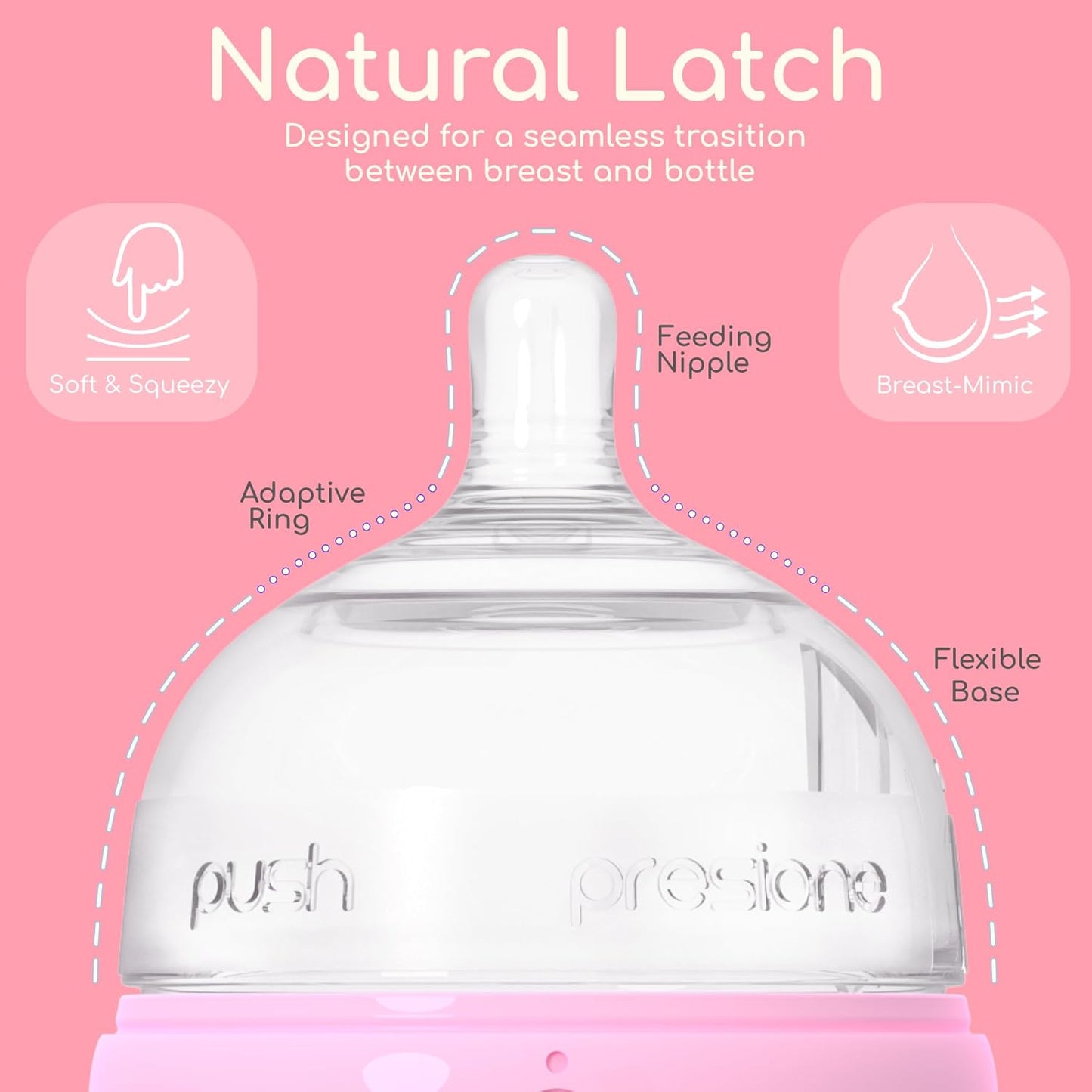Baby Bottles with Built-in Formula Dispenser, Anti-Colic Wide Neck Design for Newborn Feeding and Everyday Baby Essentials, 9 Oz Medium Flow (2 Pack), Stylish White