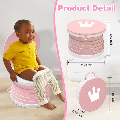 Portable Potty Chair for Toddlers with Splash-Proof Design, Foldable Travel Potty with Bag & 30 Refills - Kids Toilet for Car, Camping, Indoor - Easy Clean Baby Potty Training Seat(Red-blue)