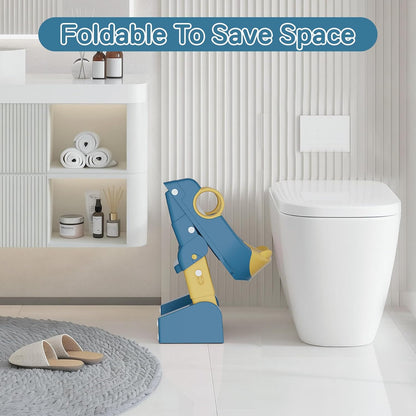 Potty Training Seat,Toddler Toilet Seat for Boys Girls,3-in-1 Potty Training Toilet and Chair with Step Stool Ladder,Anti-Slip Height Adjustable Foldable Splash Guard for Kids (Grey)