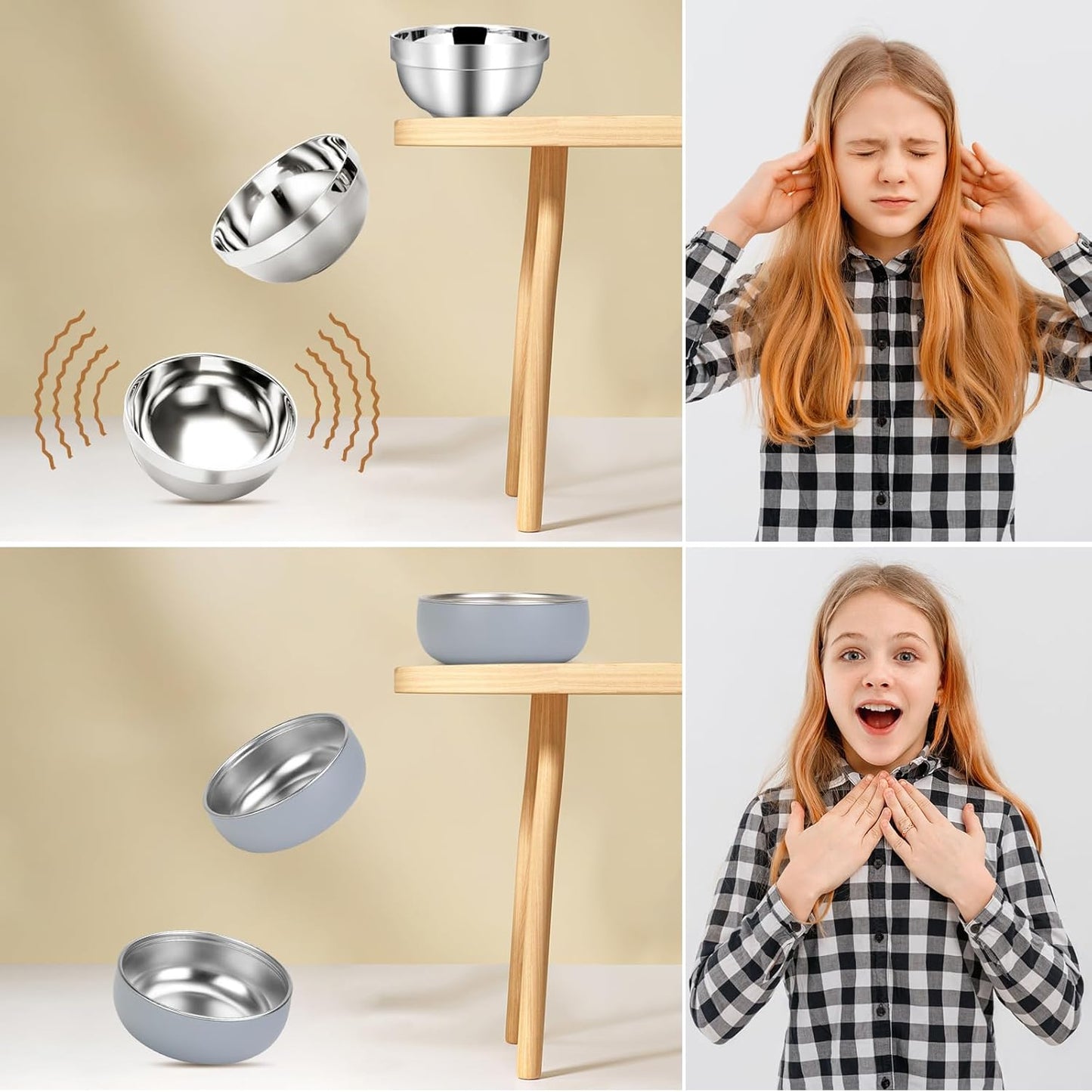 ShineMe Stainless Steel Bowls, 6 pack Snack Containers with Removable Colorful Silicone Sleeves, Unbreakable Kids Bowls for Icecream, Soup, Cereal, Yogurt...