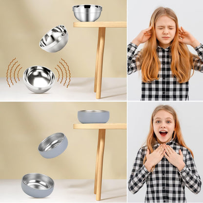 ShineMe Stainless Steel Bowls, 6 pack Snack Containers with Removable Colorful Silicone Sleeves, Unbreakable Kids Bowls for Icecream, Soup, Cereal, Yogurt...