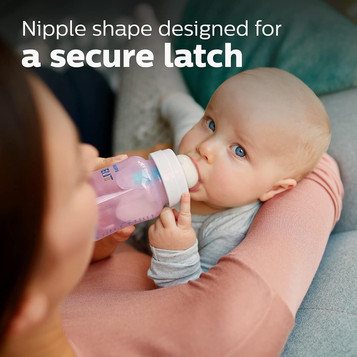 Philips Avent Anti-Colic Bottle with AirFree Vent, 4oz, with Flow 1 Nipples, 0m+, 4pk, Clear, SCY701/04