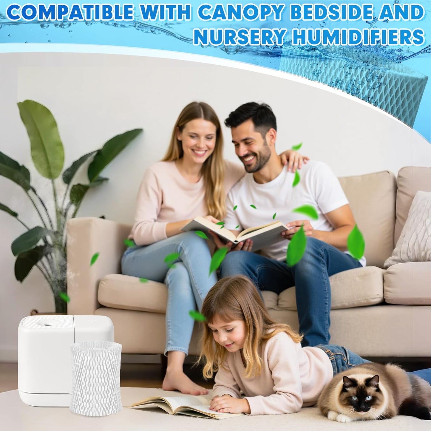 4 Pack Humidifier Wicking Replacement Filter Compatible with Canopy Bedside and Nursery Humidifier, Wood Pulp & Paper Filter