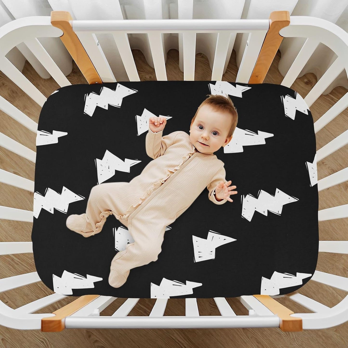 Fall Cute Mushroom Leaves Fitted Crib Sheets Stretchy Portable Playard Sheets for Baby Toddler, Breathable Soft Mini Crib Mattress 52 x 28 in for Boys and Girls