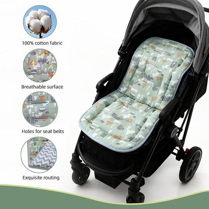 Baby Stroller Cushion, Baby Stroller Seat Liners Universal Stroller Liner, 100% Cotton Breathable and Soft Reversible Toddler Infant Car Seat Insert 34x78cm 1 Pack (Dinosaurs)