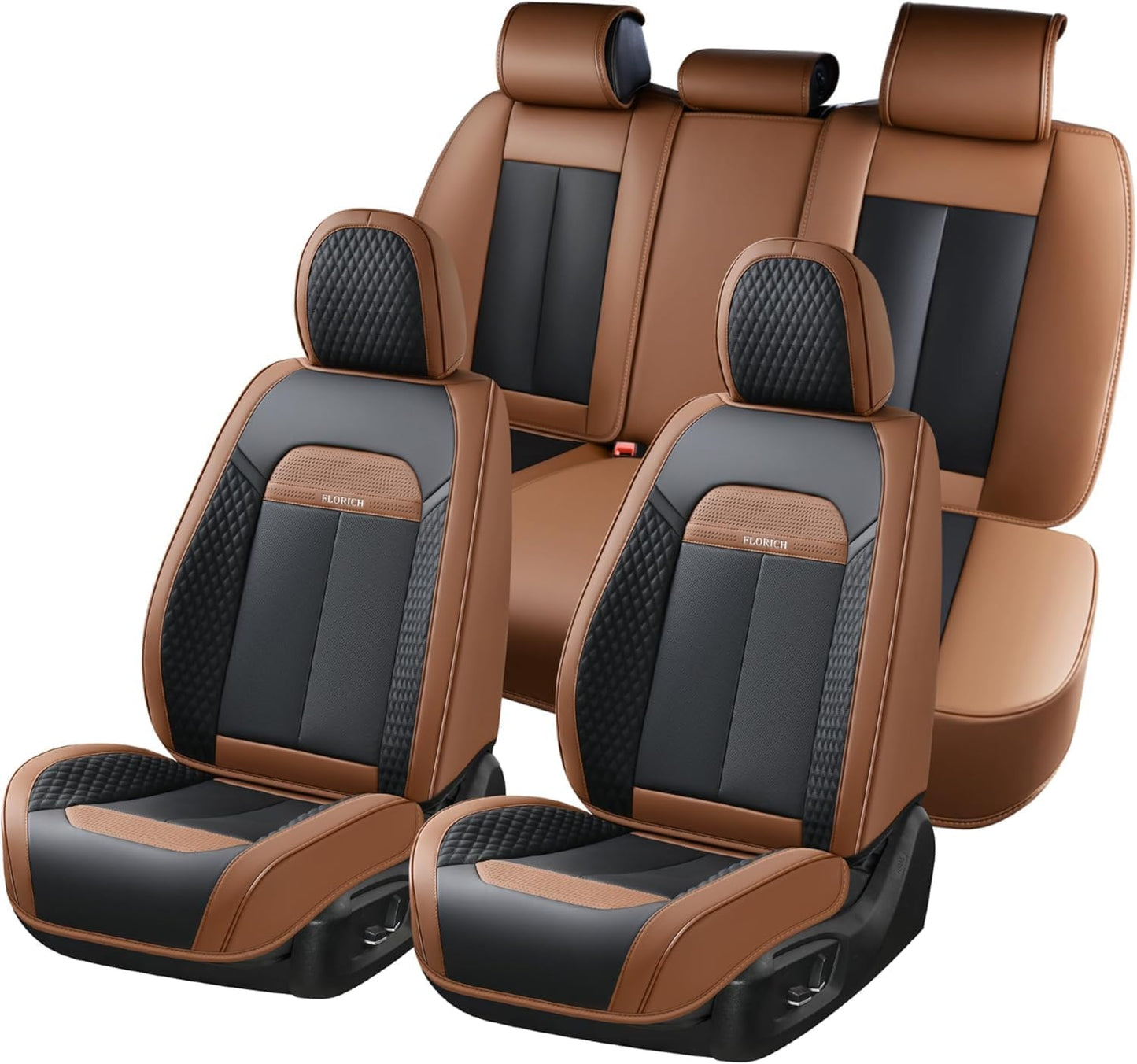 FLORICH Car Seat Covers Full Set, Automotive Seat Covers, Black Car Seat Cover, Waterproof Seat Protectors Universal fit for Car Truck Van SUV - Black
