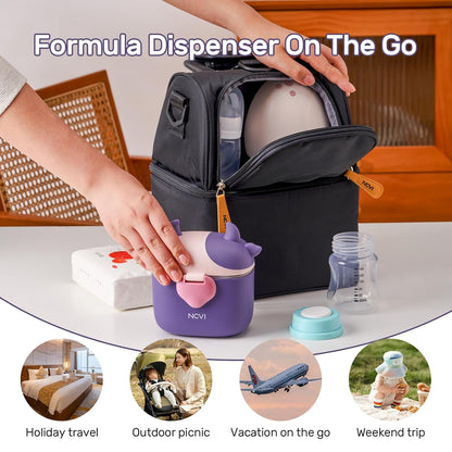 NCVI Baby Formula Dispenser On The Go, Formula Container To Go, Formula Holder for Travel, Outdoor Picnic with Baby Infant, Portable Container for Milk Powder, Snacks, Candy, Fruits (Pink)