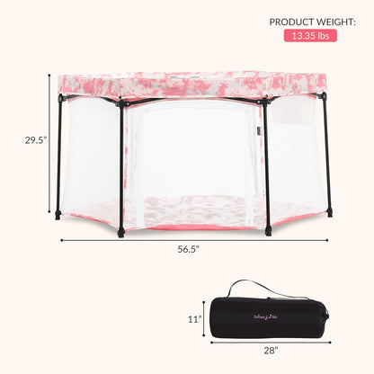 Dream On Me Onyx Baby Playpen, Zipper Access Door, Breathable Mesh Sides, Soft Comfortable Mattress Padded Floor, Easy Fold Design with Travel Carry Bag, Compact Easy to Fold Design - Sky Blue