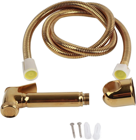Bidet Sprayer, Solid Brass Wall Mount Shower Toilet Bathroom Handheld Diaper Spray Shattaf Kit Bathroom Diaper Sprayer Toilet, Gold