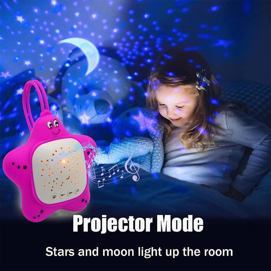 Portable Baby White Noise Sound Machine, Infant Sleeping Music with Projector Star Starry Light, Sleep Sound Music for Baby, Kids