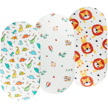 Onacosht Stretchy Bassinet Sheets 33" x 19" Compatible with Mika Micky, KoolaBaby (3 in 1), BabyBond, HARPPA and RICUTON Bedside Bassinet, 3 Pack for Baby Boy and Girl, Pink Floral