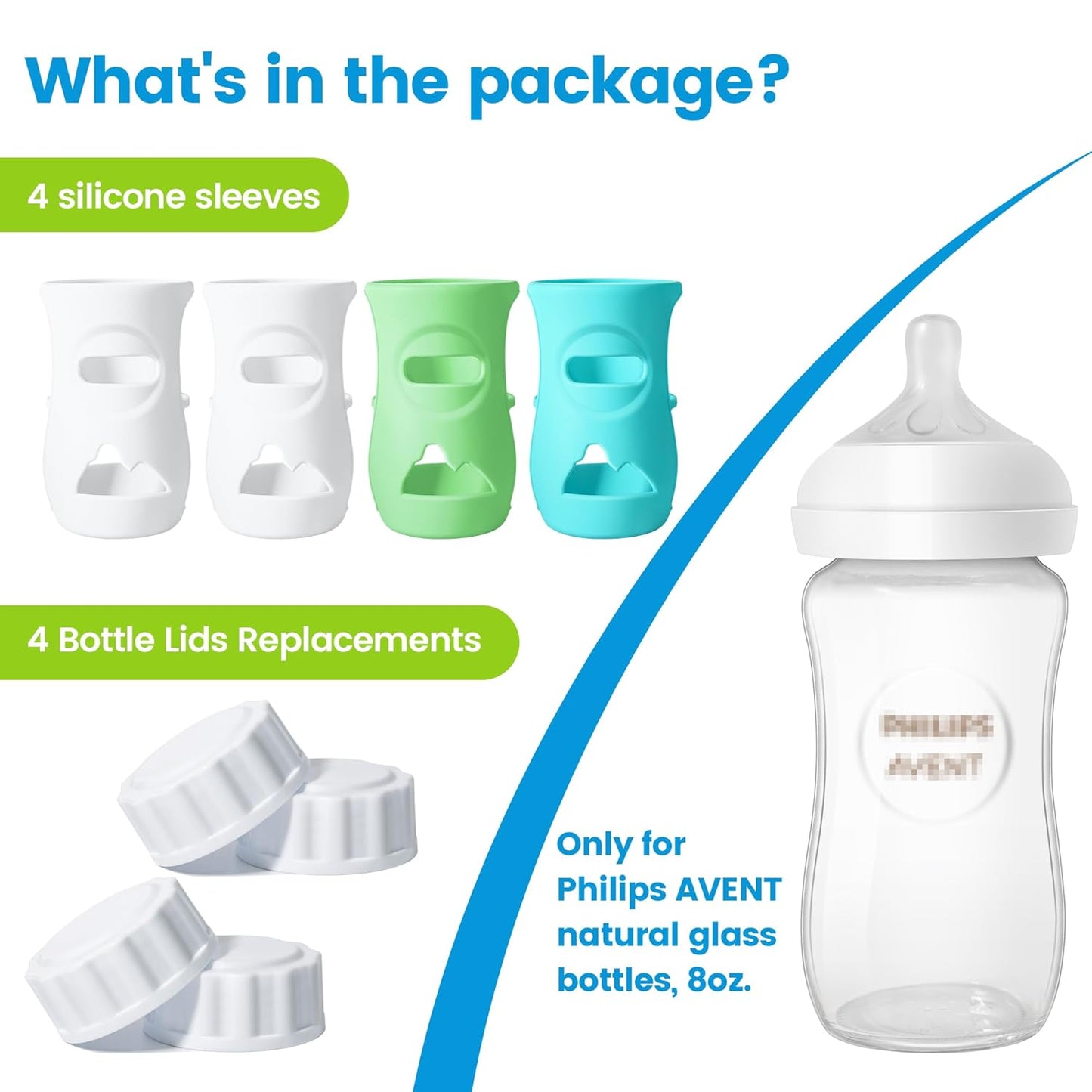 3 Pack Silicone Sleeves for Philips Avent Natural Glass Baby Bottles, Food Grade Silicone Anti Breakage Baby Bottles Holder, Compatible with Philips Avent Glass Natural Baby Bottle 8oz