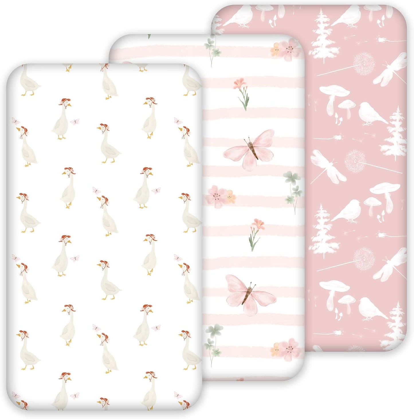Bedside Sleeper Bassinet Fitted Sheets 20 x 33, 3 Pack Baby Delight Beside Me Dreamer,Babybond,Jimglo,koola,cowiewie,fodoss, Dream On Me Baby Square Bassinet, Pink Animal
