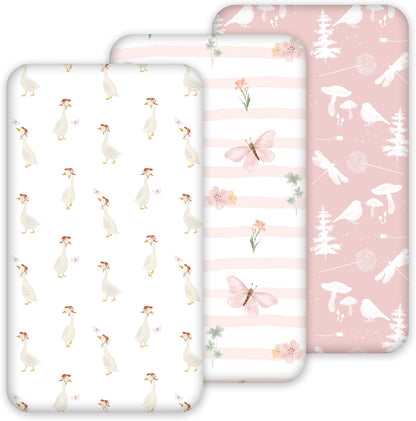 Bedside Sleeper Bassinet Fitted Sheets 20 x 33, 3 Pack Baby Delight Beside Me Dreamer,Babybond,Jimglo,koola,cowiewie,fodoss, Dream On Me Baby Square Bassinet, Pink Animal