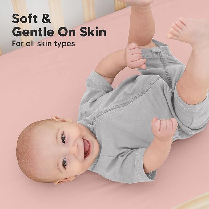 KeaBabies 2-Pack Organic Crib Sheets for Boys, Girls - 52x28 Fitted Crib Mattress Sheet Neutral, Breathable Jersey Cotton Cover for Baby Bed, Toddler Mattress, Soft & Cute Prints (Rose)