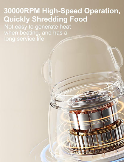 Baby Food Maker, Creamy White Baby Food Blender, 10oz Food Puree Maker, Food Processor for Foods Fruit Vegetable Meat, 8-Second Quick Soft Food Prep，BPA-Free
