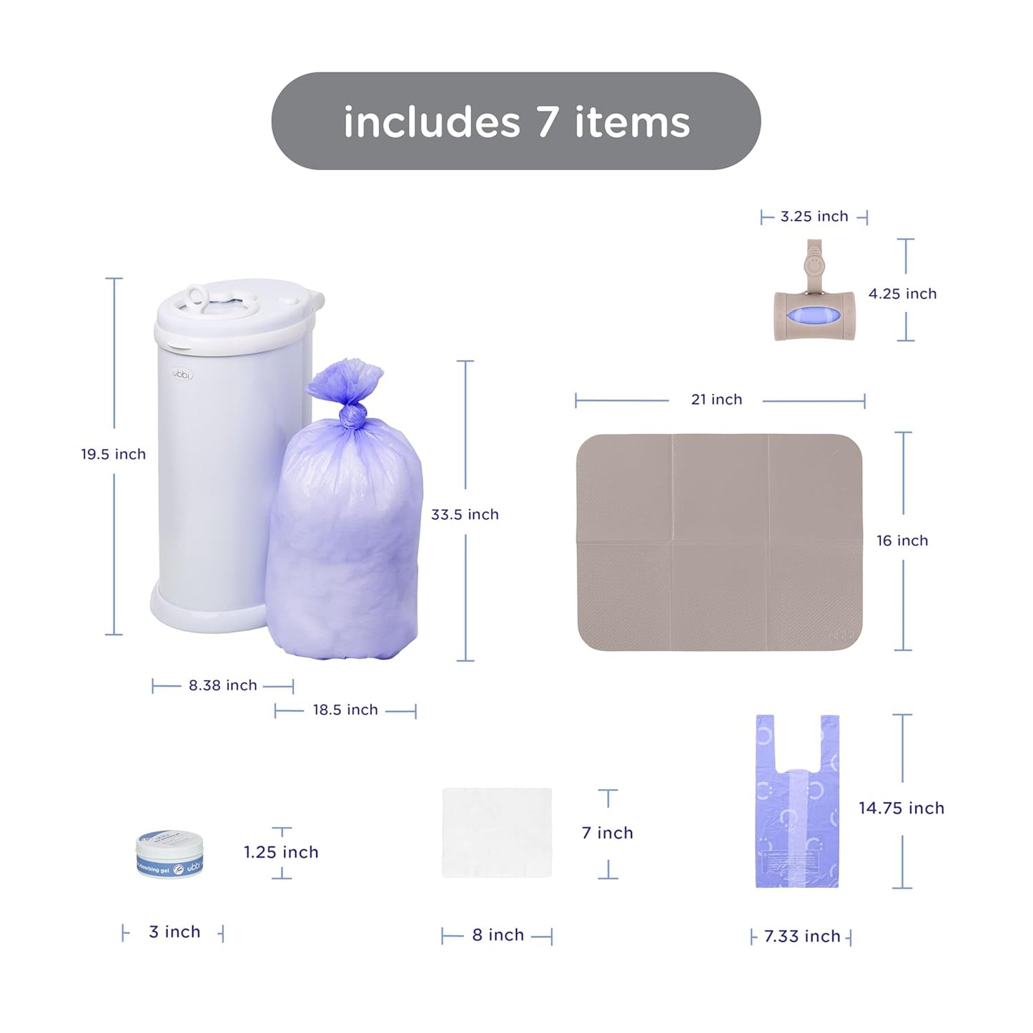 Ubbi Steel Diaper Pail, Odor Locking, No Special Bag Required, Award-Winning, Registry Must-Have, White