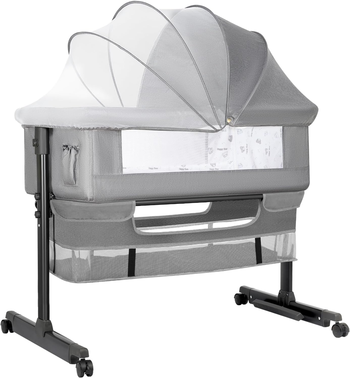 YADAQE Baby Bassinet, Baby Basinet Bedside Sleeper, Easy to Fold Portable Crib Side Bassinet 2025new Style Girl/boy bassinets(Light Grey)