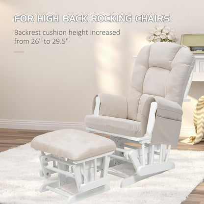 BECHAEO 5PCS Suede Glider Rocker Replacement Cushions with Ottoman Cover Thicken Soft Rocking Chair Cushion Set for Indoor Nursery Glider Rocking Chair, Blue
