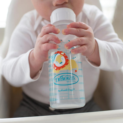 Dr. Brown's Milestones Narrow Sippy Bottle, 100% Silicone Soft Sippy Spout, 8oz/250mL, Flamingo & Bunny, 6m+