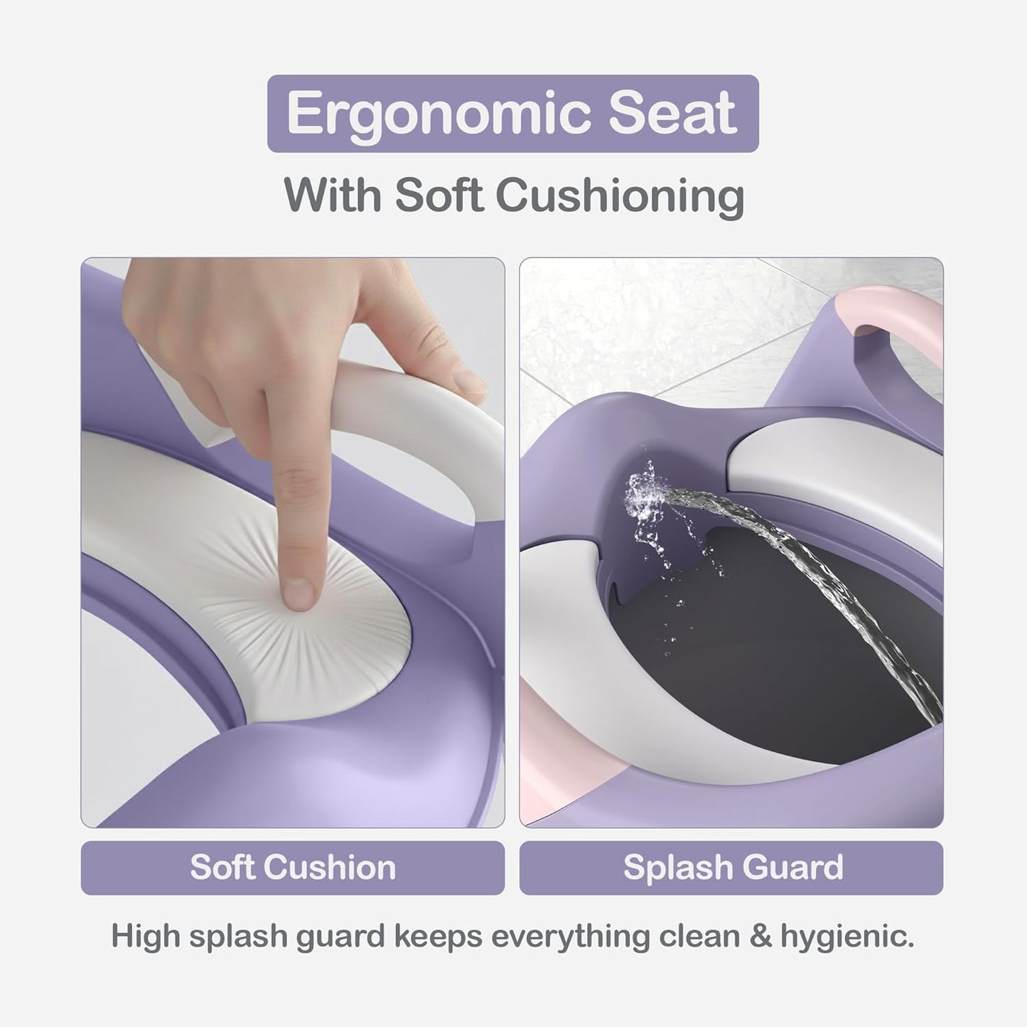 3-in-1 Toddler Potty Training Toilet Seat with Ladder | Foldable Toilet Potty Training Seat with Step Stool Ladder | 5-Level Adjustable Height | Soft Cushion, Splash Guard & Anti Slip Pad
