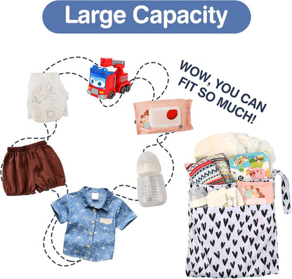 Wet Dry Bags 2-Pack with Cute Dolphin Print - Waterproof Travel Organizer for Swimming Pool Beach Gym Baby Cloth Diapers Swimwear with Dual Zippers