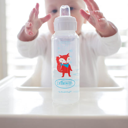 Dr. Brown's Milestones Narrow Sippy Bottle, 100% Silicone Soft Sippy Spout, 8oz/250mL, Flamingo & Bunny, 6m+