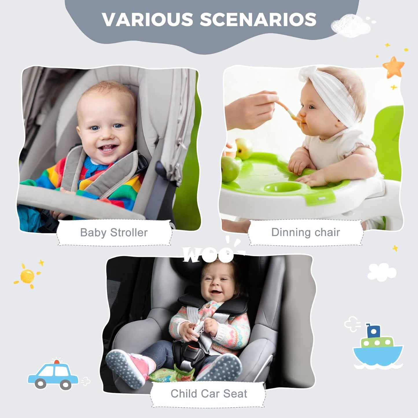 Car Seat Protector for Potty Training, 2 Pack Waterproof CarSeat Liner Toilet Training for Baby Infant Toddler, Dry Seat Piddle Pads Cover for Strollers (Gray)