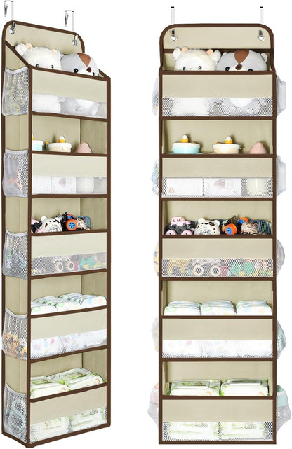 Yecaye 1 Pack Over the Door Organizer, 35.2lbs Load Toy Stuffed Animal Storage, Swing-proof Hanging Bathroom Organizers and Storage for Nursery Newborn Baby Essential Stuff Dorm Room Essentials