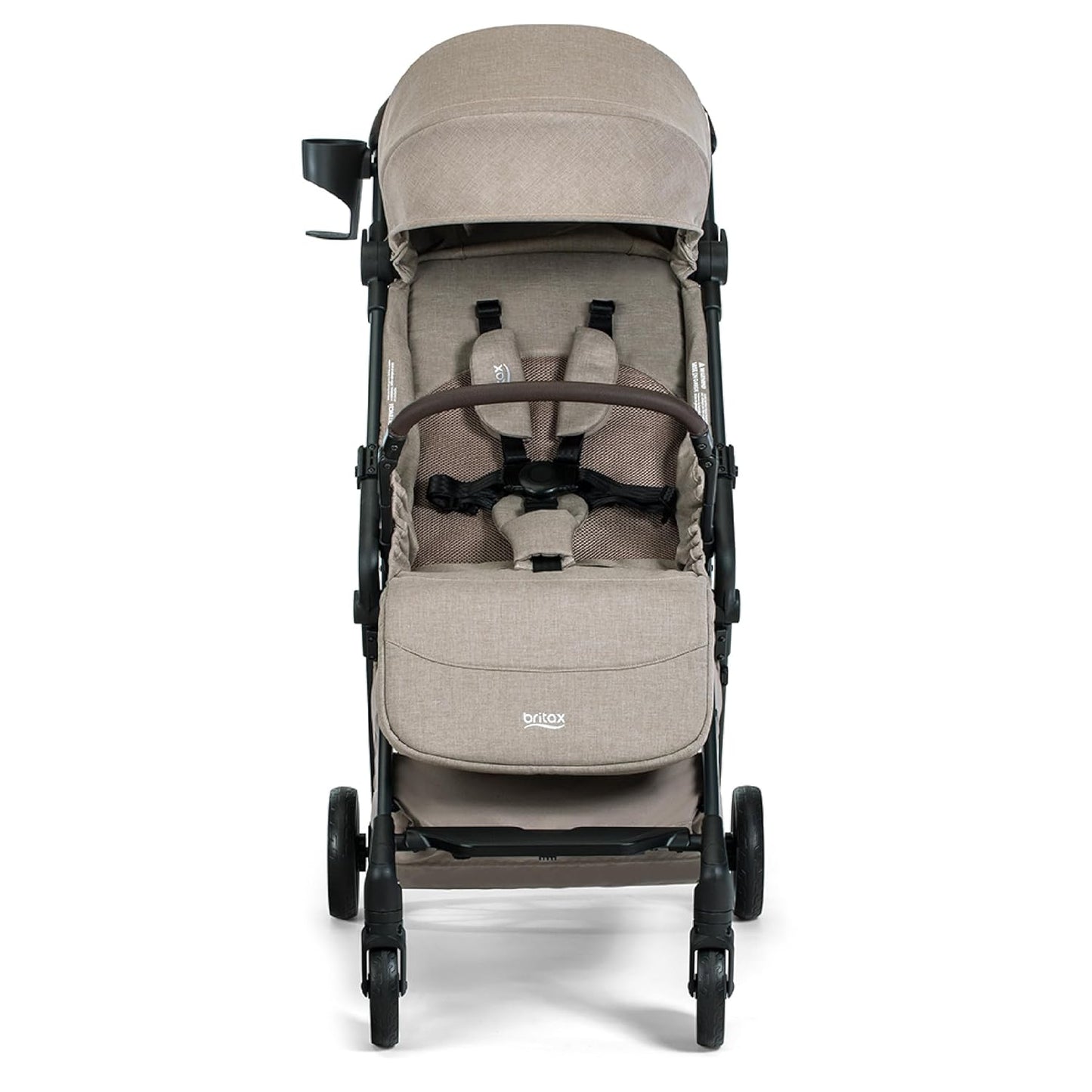 Britax Juniper Compact On-The-Go Stroller, Effortless Fastpack System with One-Hand RapidFold, Portable & Lightweight for Travel, Built-in Carry Handle, Ventilating Fabrics, Raven Black