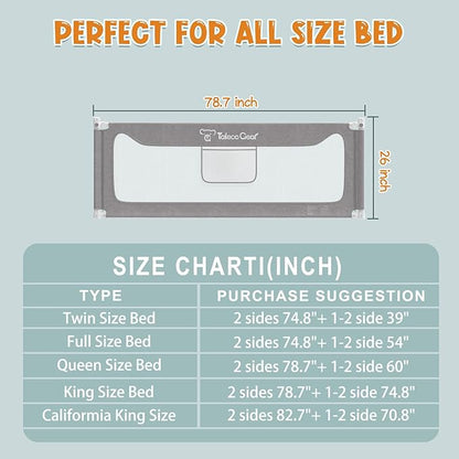 G TALECO GEAR Bed Rail for Toddlers, Stable Protective Bed Side Rails, Baby Bedrail Guard for Twin Full Queen & King Size Bed (78.7 Inch, 1 Piece)