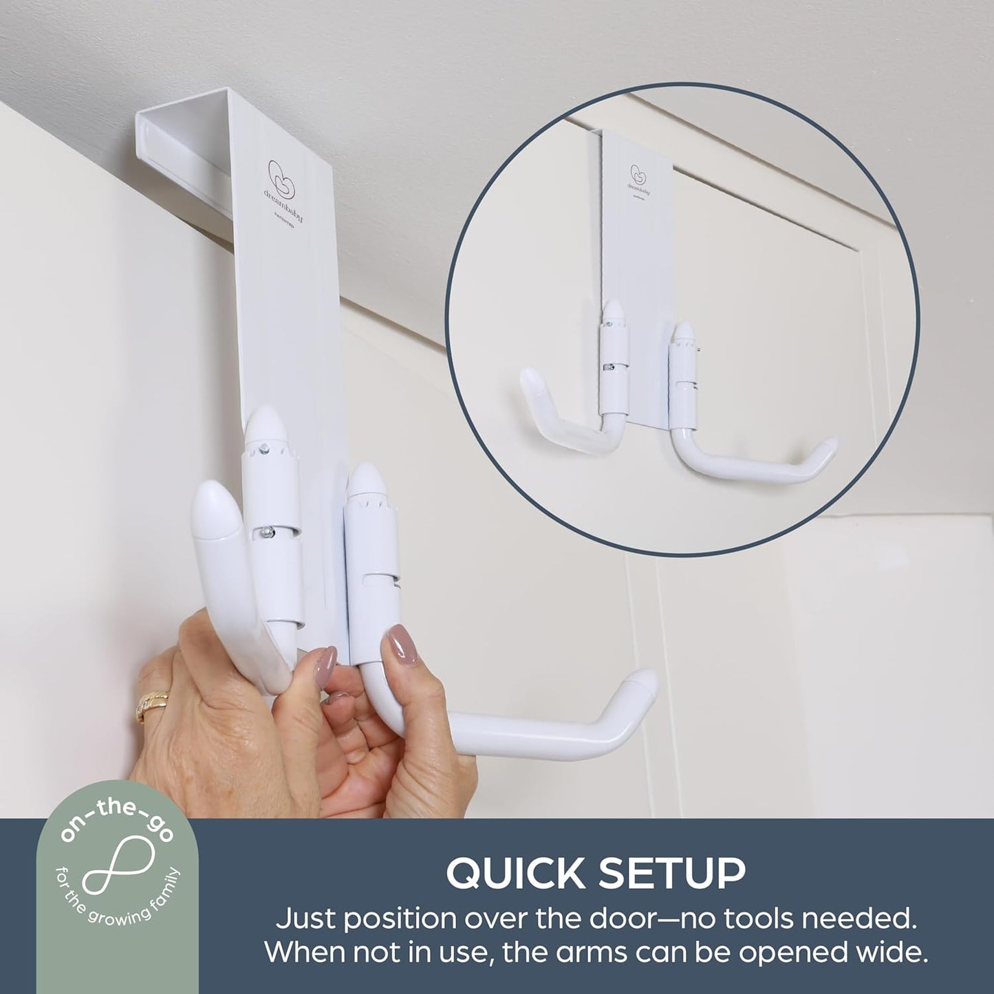 Dreambaby StrollAway Over The Door Baby Stroller Hanger – Heavy Duty Metal Hook Organizer with 50lb Load Capacity