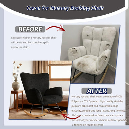 Nursery Rocking Chair Cover,1 Piece Glider Chairs Cover Slipcovers,Soft with Elastic Bottom Spandex Jacquard Small Checks,Furniture Protector Washable