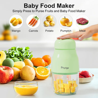 Baby Food Maker, Green Baby Food Blender, 10oz Baby Food Puree Maker, Food Processor for Baby Foods Fruit Vegetable Meat, 10-Second Quick Soft Food Prep for Baby