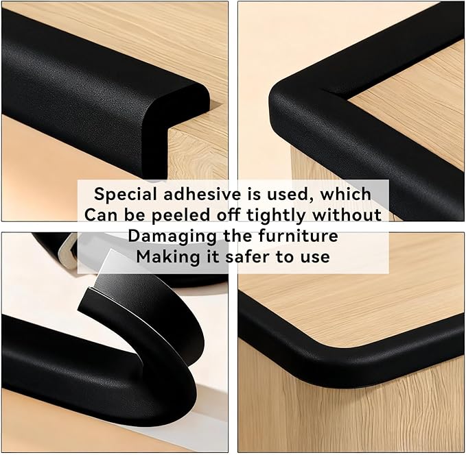 Edge Corner Protector Baby Proofing, Furniture Safety Bumper Guard, Heavy-Duty Soft NBR Rubber Foam, Safety Corner Covers Pre-Taped Rubber Foam (Large 16.7ft Edge 8 Corners)
