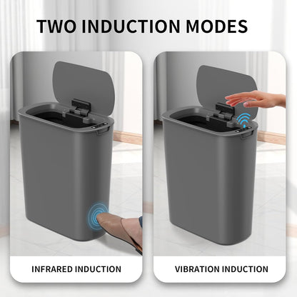 Cesun Motion Sensor Trash Can, 5 Gallon Automatic Bathroom Garbage Can with Lid, Touchless Smart Plastic Slim Wastebasket for Bathroom, Office, rv, Bedroom, Living Room, White