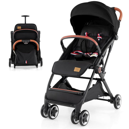 BABY JOY Lightweight Baby Stroller, Compact Toddler Travel Stroller for Airplane, Infant Stroller w/ 5-Point Harness, Adjustable Backrest/Footrest/Canopy, Storage Basket, Easy One-Hand Fold, Beige