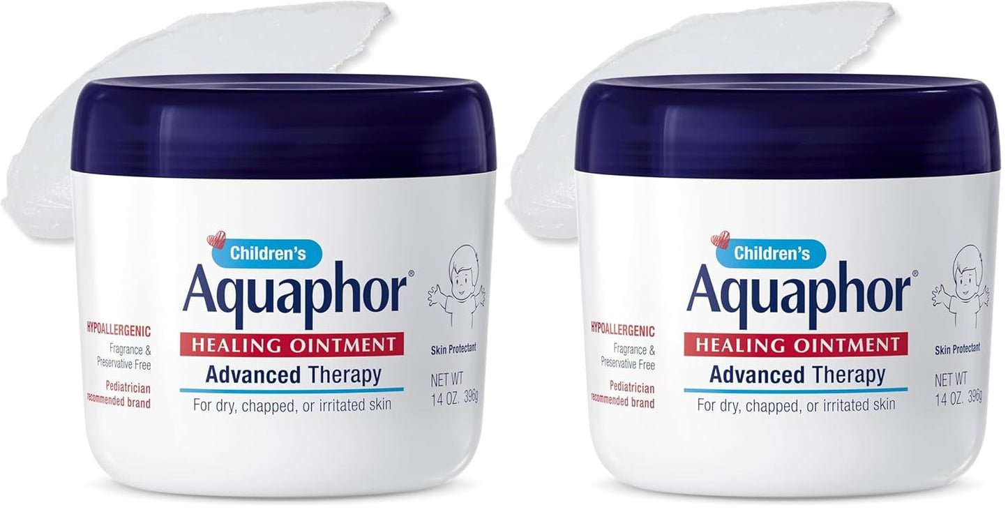 Aquaphor Children's Advanced Therapy Healing Ointment, 41% Petrolatum Skin Protectant Ointment for Minor Wound Care, Chapped or Cracked Skin and Lips, 14 Oz Jar