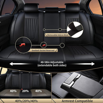 FLORICH Car Seat Covers, Brown Leather Seat Covers for Cars, Faux Nappa Leather Automotive Seat Protectors, Car Seat Cushions Universal Fit for Most Sedans SUVs Trucks - Brown
