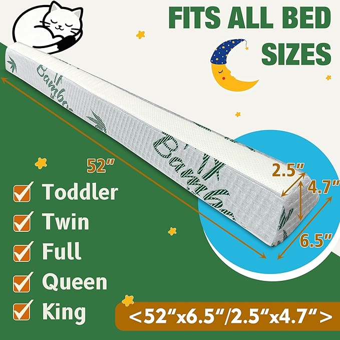 Baby Bed Bumpers for Toddlers, Foam Bed Guard Rail for Kids Bed Twin Full Queen King Size Bed, 1 Pack