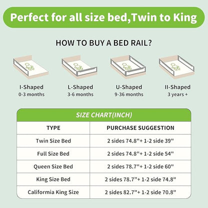 yulongtengfei Bed Rail Guard for Toddlers, 1-Piece Adjustable Height Baby Bed Rail, Kids Safety Guard Rails for Twin Full Queen King Size (Gray, 1 Side:78.7")