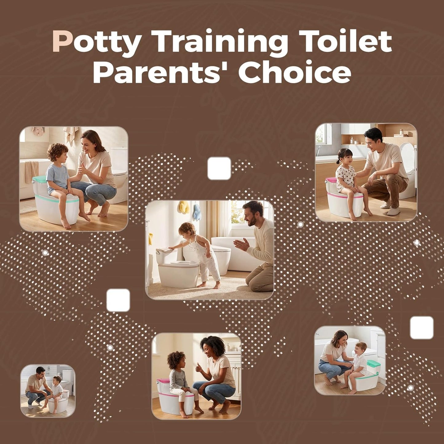 3-in-1 Toddler Potty Training Toilet with Flushing Sound, Wipes Storage & Toilet Paper Holder, Realistic Potty Chair with Detachable Seat and Easy-Clean Design for Boys & Girls Ages 18+ Months (Green)
