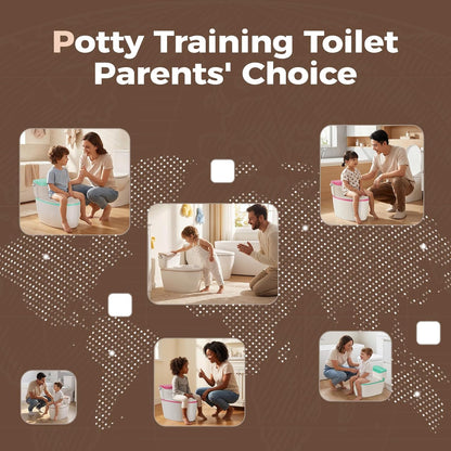3-in-1 Toddler Potty Training Toilet with Flushing Sound, Wipes Storage & Toilet Paper Holder, Realistic Potty Chair with Detachable Seat and Easy-Clean Design for Boys & Girls Ages 18+ Months (Green)
