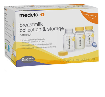 Medela Breast Milk Collection and Storage Bottles with Solid Lids - 6pk/5oz-150mL Breastmilk Container, Compatible Breast Pumps and Made Without BPA