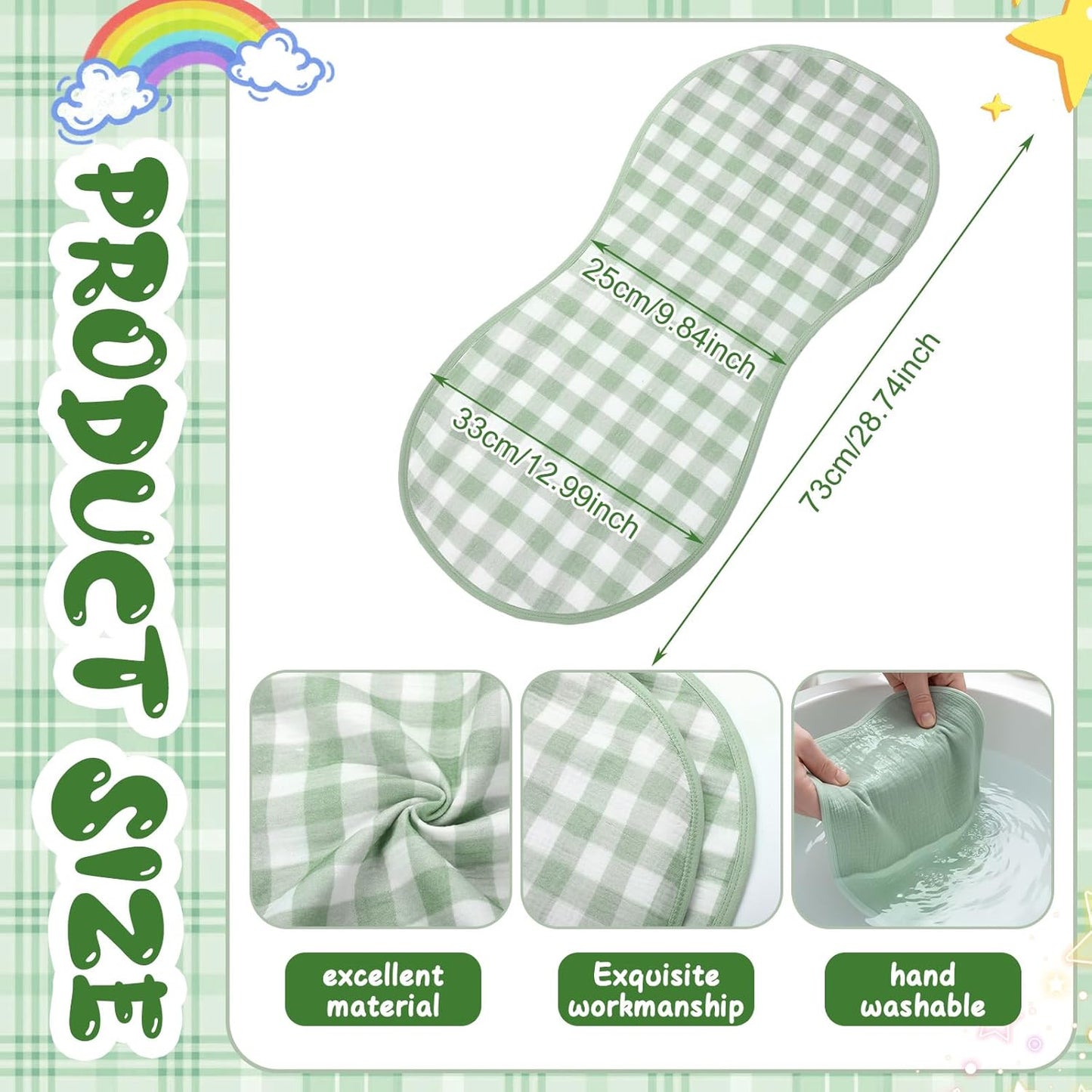 Hahafelt 3 Pcs Changing Pad Liners Fits in Peanut Shape Changing Pad Waterproof Diaper Mats Organic Cotton Peanut Mats are Warm on Baby's Back, Washable Reusable (Starry Style,Multicolor)