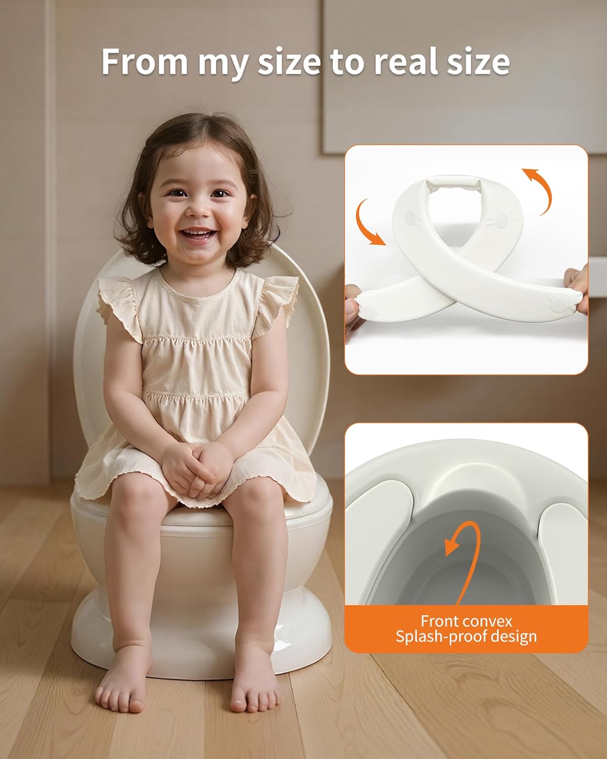 Realistic Potty Training Toilet - Flushing Sounds, Wipes Storage, Disposable Liners, Easy to Clean for Toddler Boys and Girls (Pink)