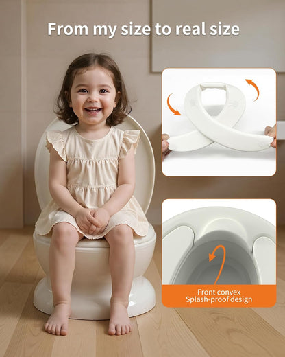 Realistic Potty Training Toilet - Flushing Sounds, Wipes Storage, Disposable Liners, Easy to Clean for Toddler Boys and Girls (Pink)
