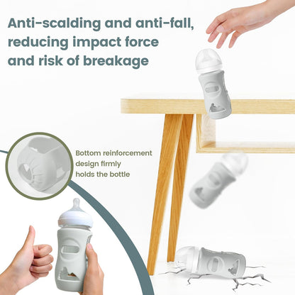 3 Pack Silicone Sleeves for Philips Avent Natural Glass Baby Bottles, Food Grade Silicone Anti Breakage Baby Bottles Holder, Compatible with Philips Avent Glass Natural Baby Bottle 8oz